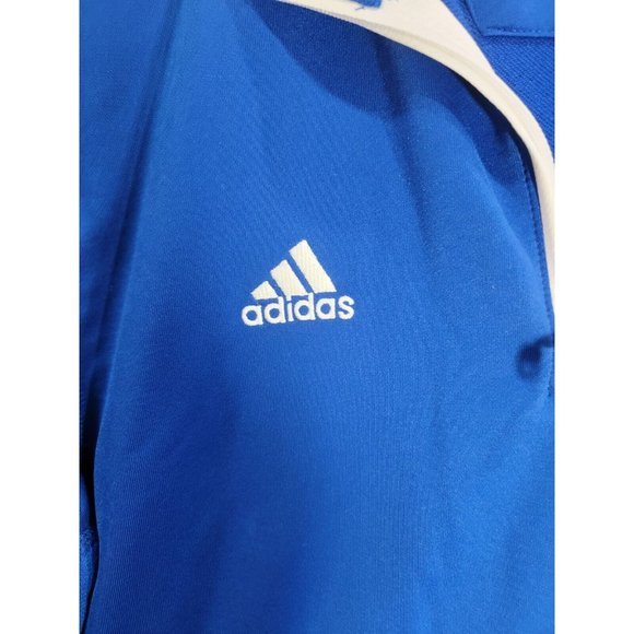 Adidas Blue 1/4 Zip Royal Blue Collegiate Climalite Polo Size Large Warm Up Top - Picture 4 of 7